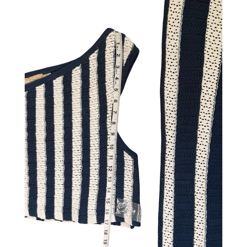 Free People free-est Joan‎ Fauxchet Set XL NWT Blue Cream One Shoulder Knit